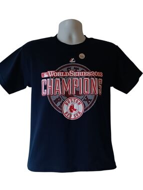 Boston Red Sox 2013 champion boy's navy blue short-sleeve graphic t-shirt size L